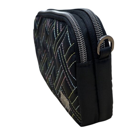 Lug Quilted Black Colorful Stitching & Adjustable Strap Coupe XL Crossbody Bag - Picture 3 of 13